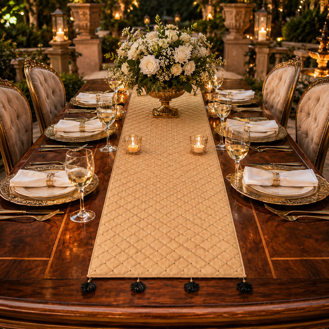 Regal Tassel Quilted Table Runner