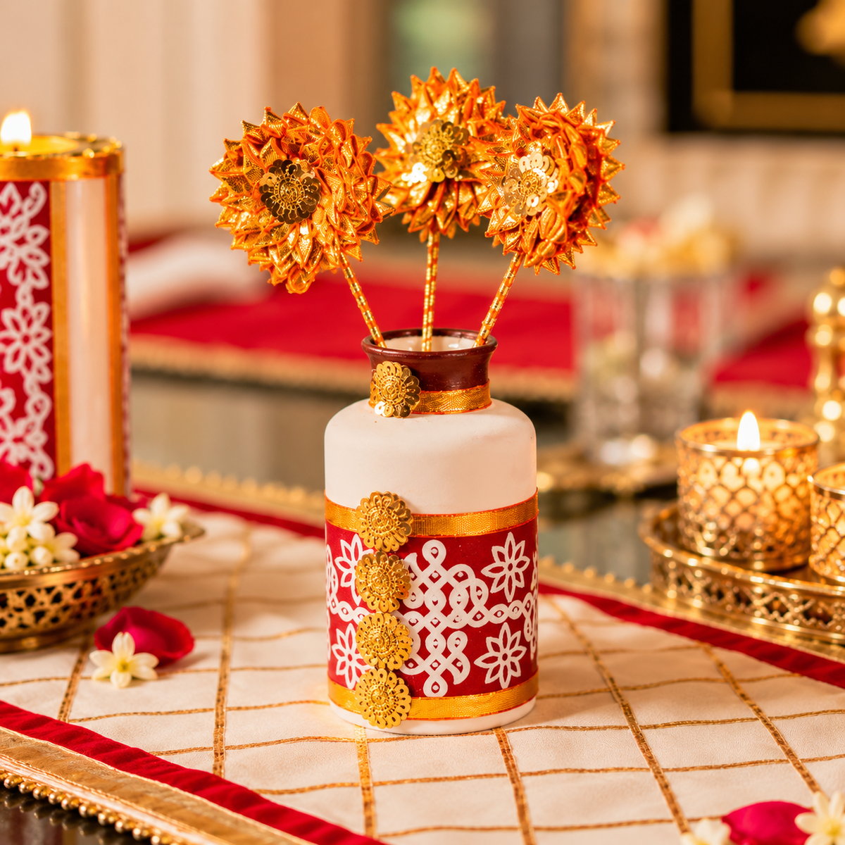 Mandana Heritage Gota Floral Vase