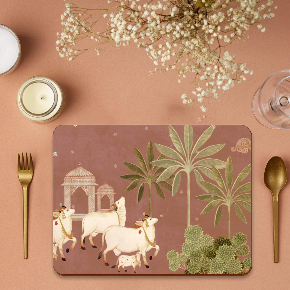 Bovine Bliss Wooden Dining Table Mat
