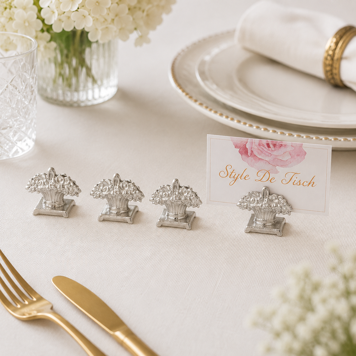 Silver Bloom Name Card Holder
