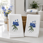 Blue Bloom Embroidered Towel Set