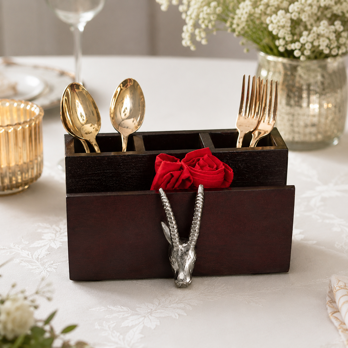 Antelope Heritage Cutlery Holder With Tissue Paper Holder