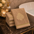 Aurelia Gold Embroidered Face Towels