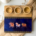 3 Bowl Wooden Snack Platter - Blue Royalty