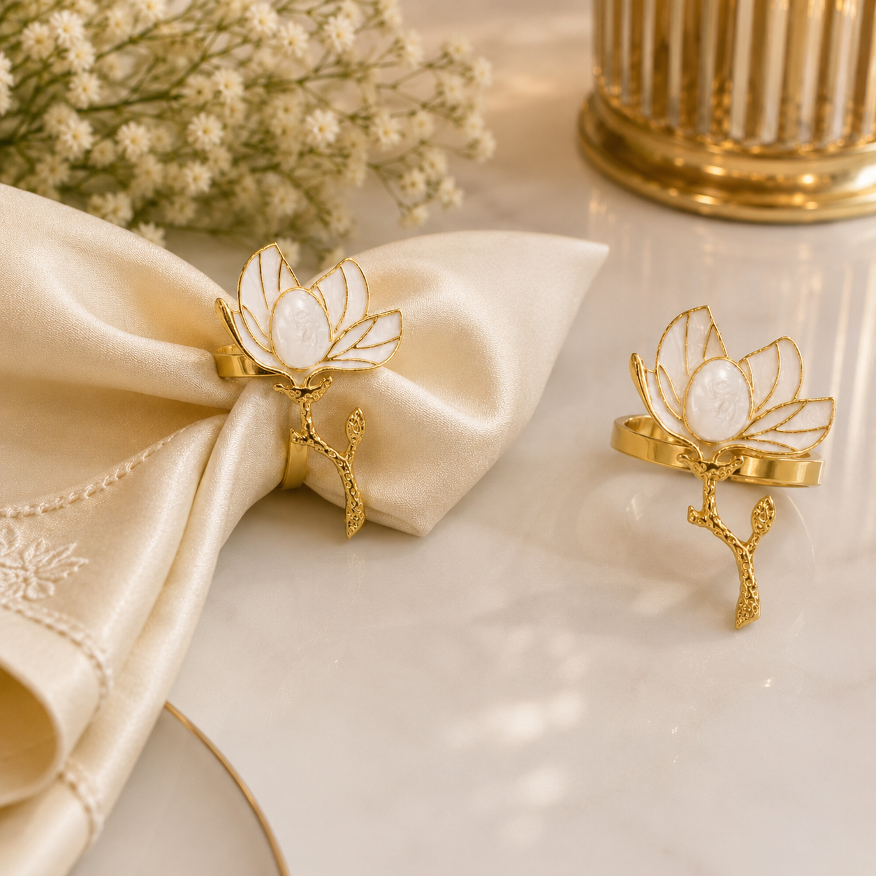 Lotus Pearl Elegance Napkin Ring
