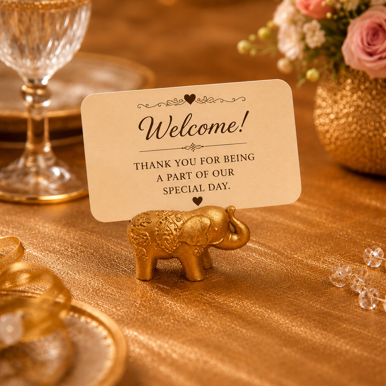 Golden Elephant Name Card Holder