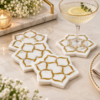 Taj Mahal White Marble Coasters