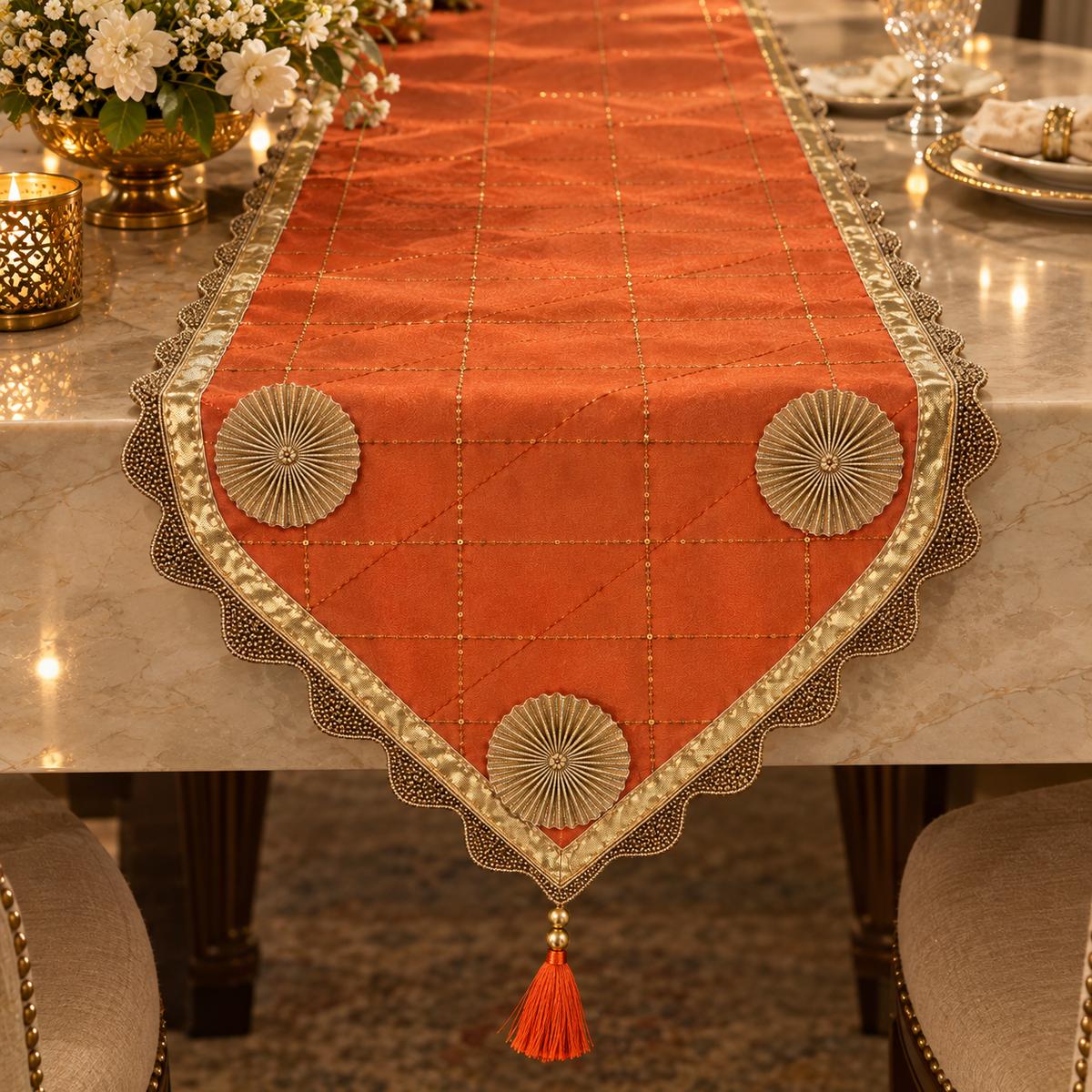 Tangerine Trellis Table Runner