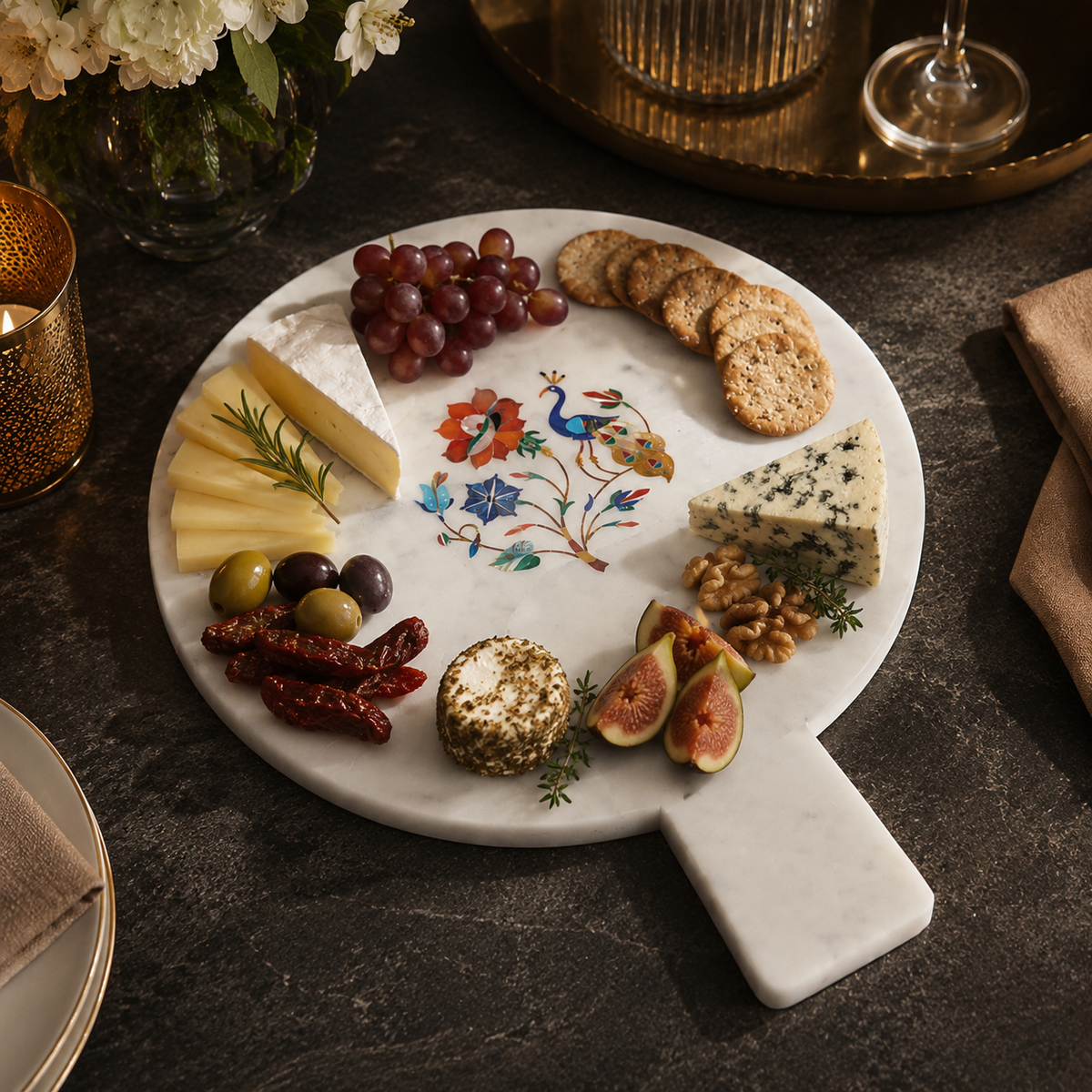 Peacock Royale Marble Platter