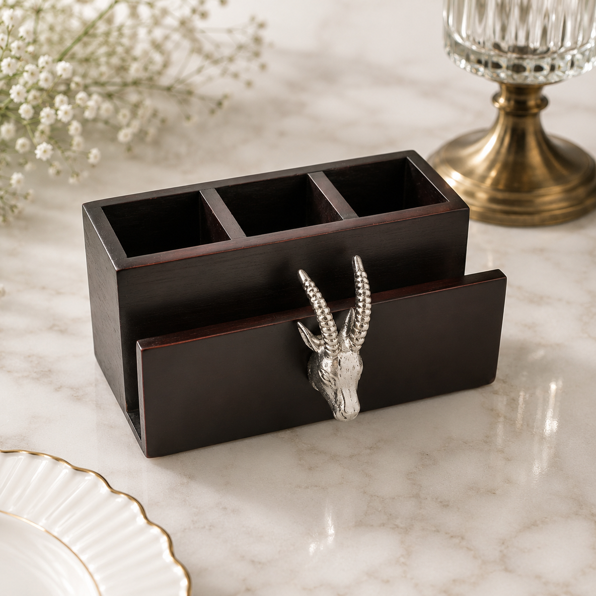 Antelope Heritage Cutlery Holder With Tissue Paper Holder