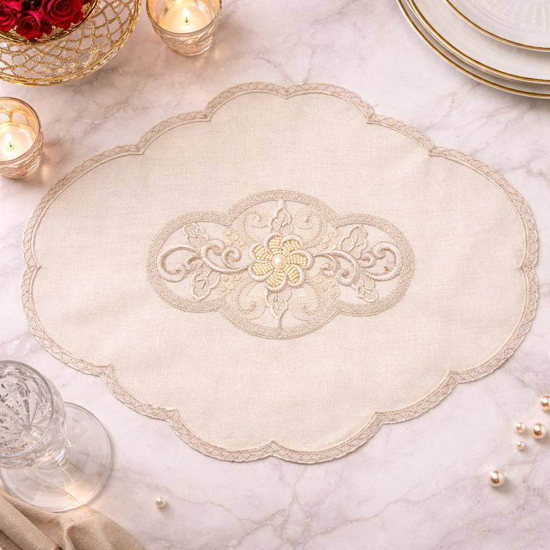 Élise Royale Embroidered Table Mat