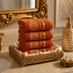 Royal Rust Embroidered Face Towels
