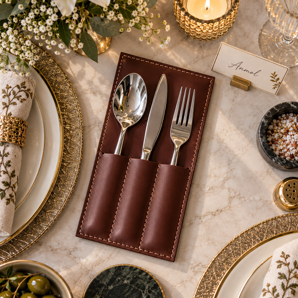 Leather Cutlery Holder