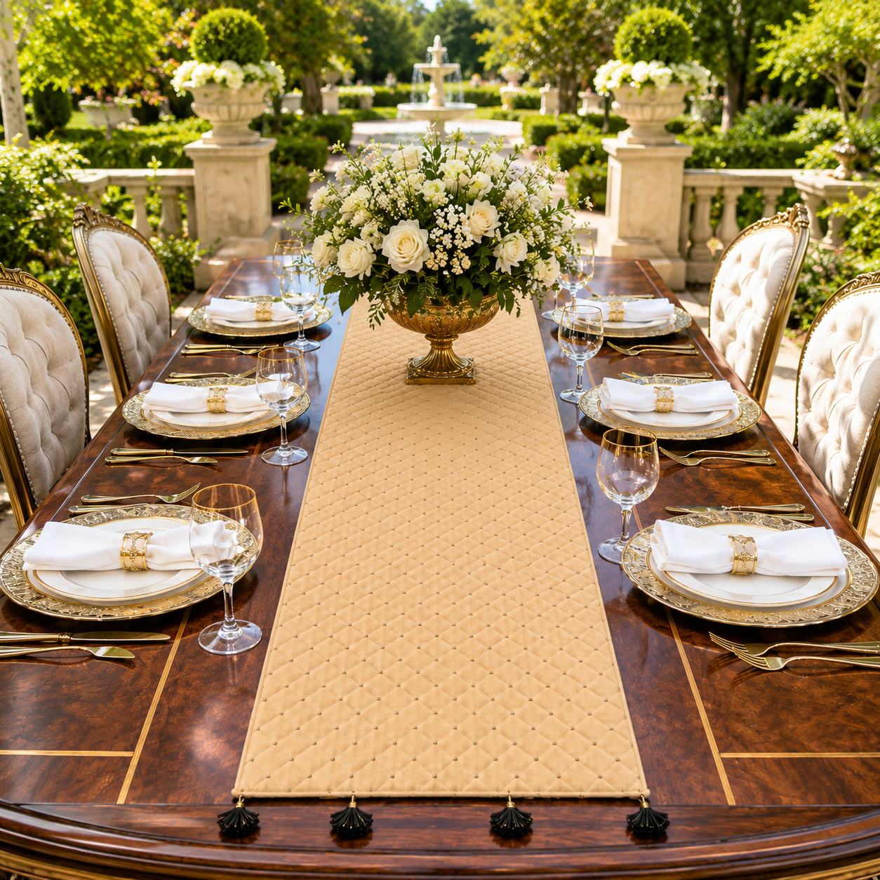 Regal Tassel Quilted Table Runner
