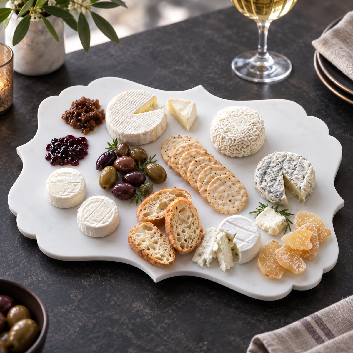 Elegant Scalloped Marble Cheese Board