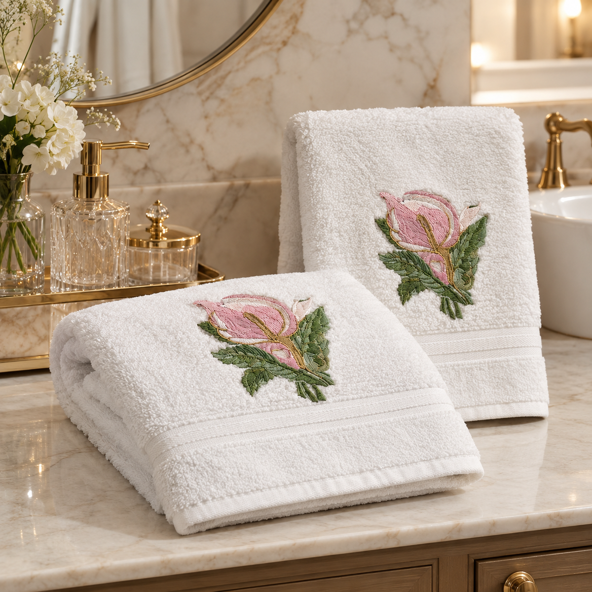 Blush Magnolia Bath Towel Set (Set of 2)