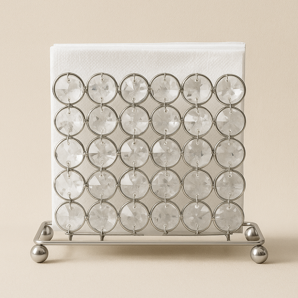 Crystal Luxe Napkin Holder – Silver Edition