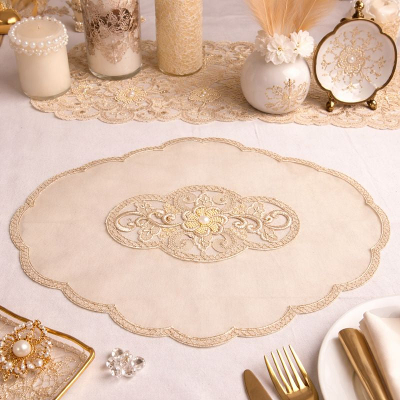 Élise Royale Embroidered Table Mat