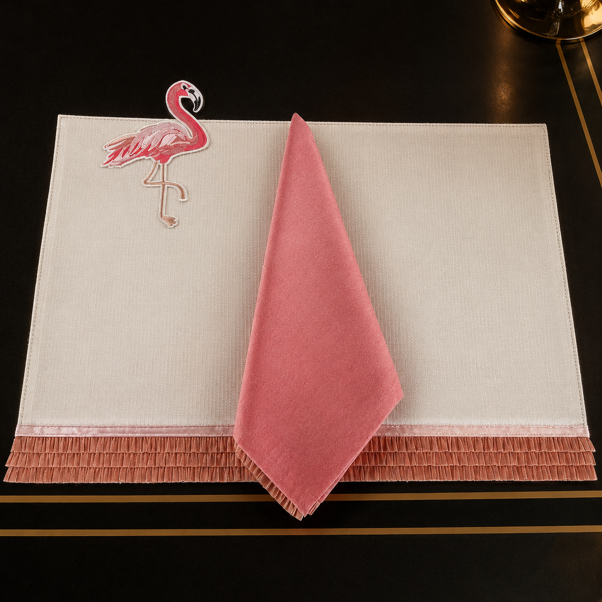 Flamingo Blush Placemat & Napkin Set