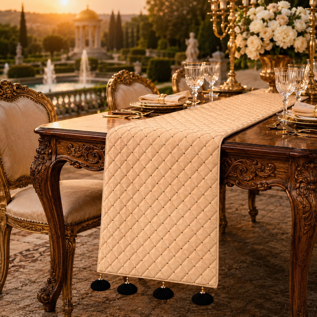 Regal Tassel Quilted Table Runner