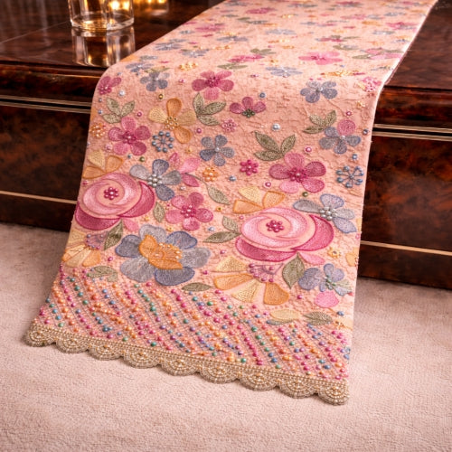 Bloom Carnival Hand-Embellished Table Runner