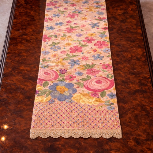 Bloom Carnival Hand-Embellished Table Runner