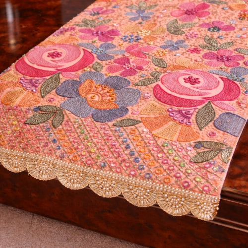 Bloom Carnival Hand-Embellished Table Runner