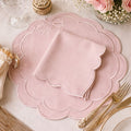 Blush Bow Scalloped Table Mat & Napkin Set