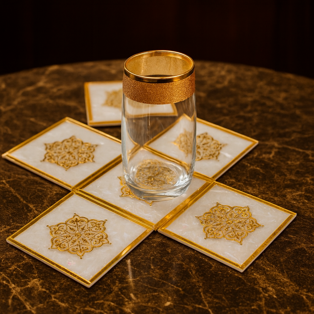 Celeste Gold Frame Coasters