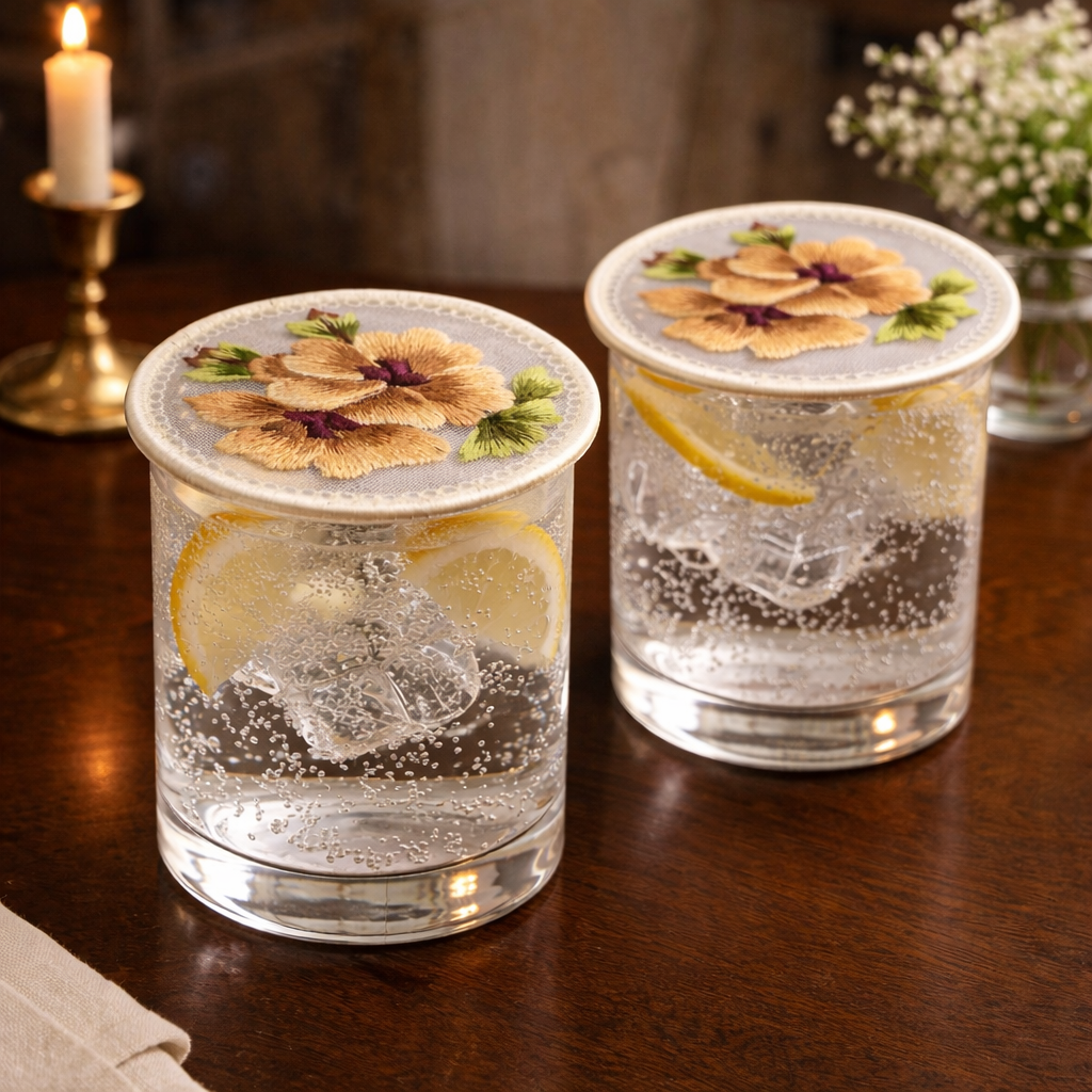 Golden Bloom Embroidered Coaster