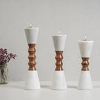 Elegant Marble & Wood Candle Holder