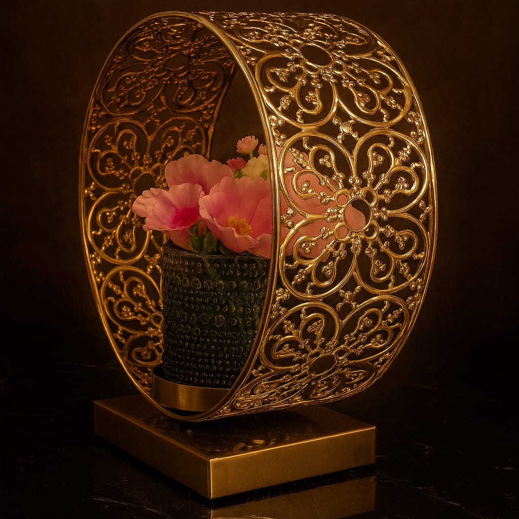 Golden Bloom Filigree Vase