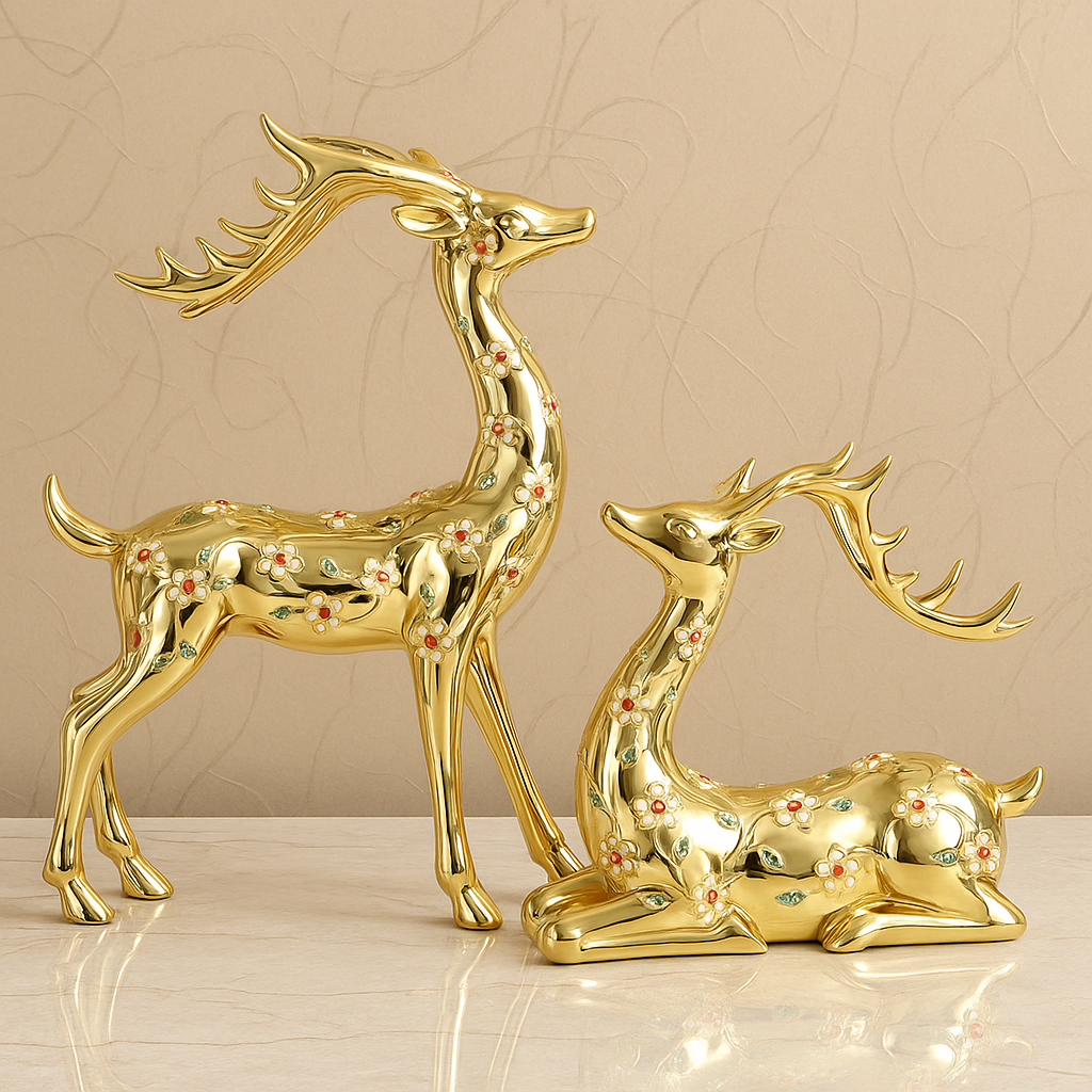Imperial Gilded Reindeer Duo