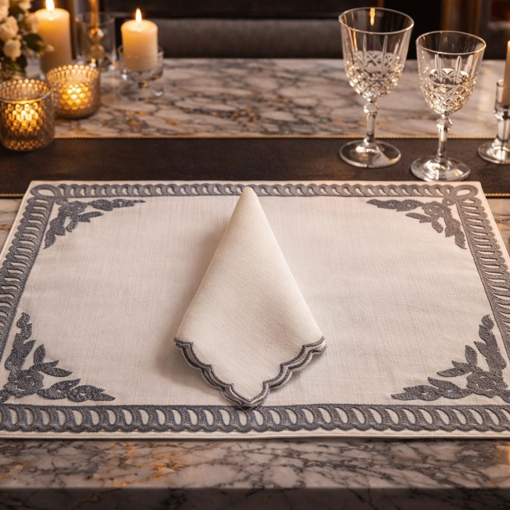 Ivory Dynasty Table Mat and Napkin Set