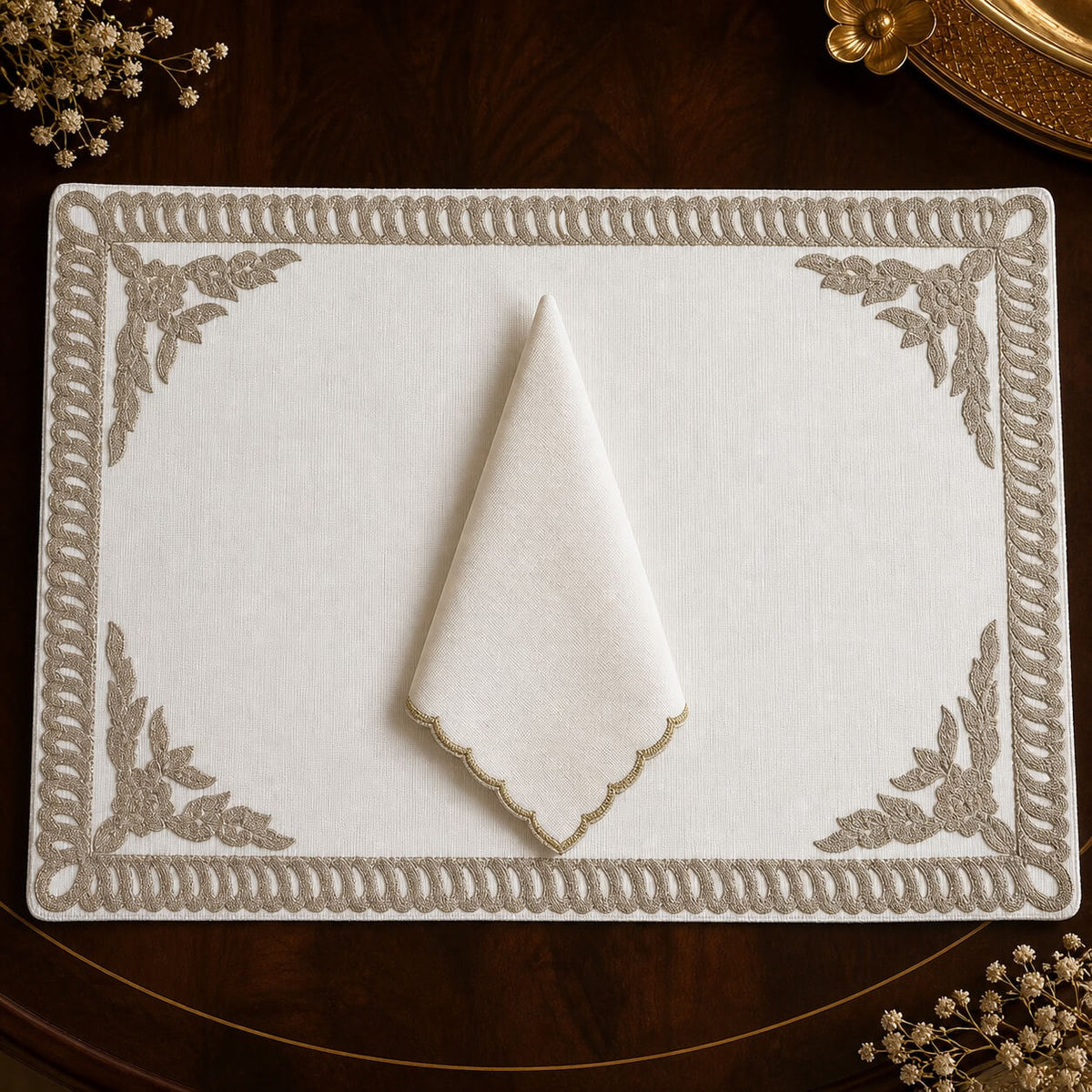Ivory Dynasty Table Mat and Napkin Set