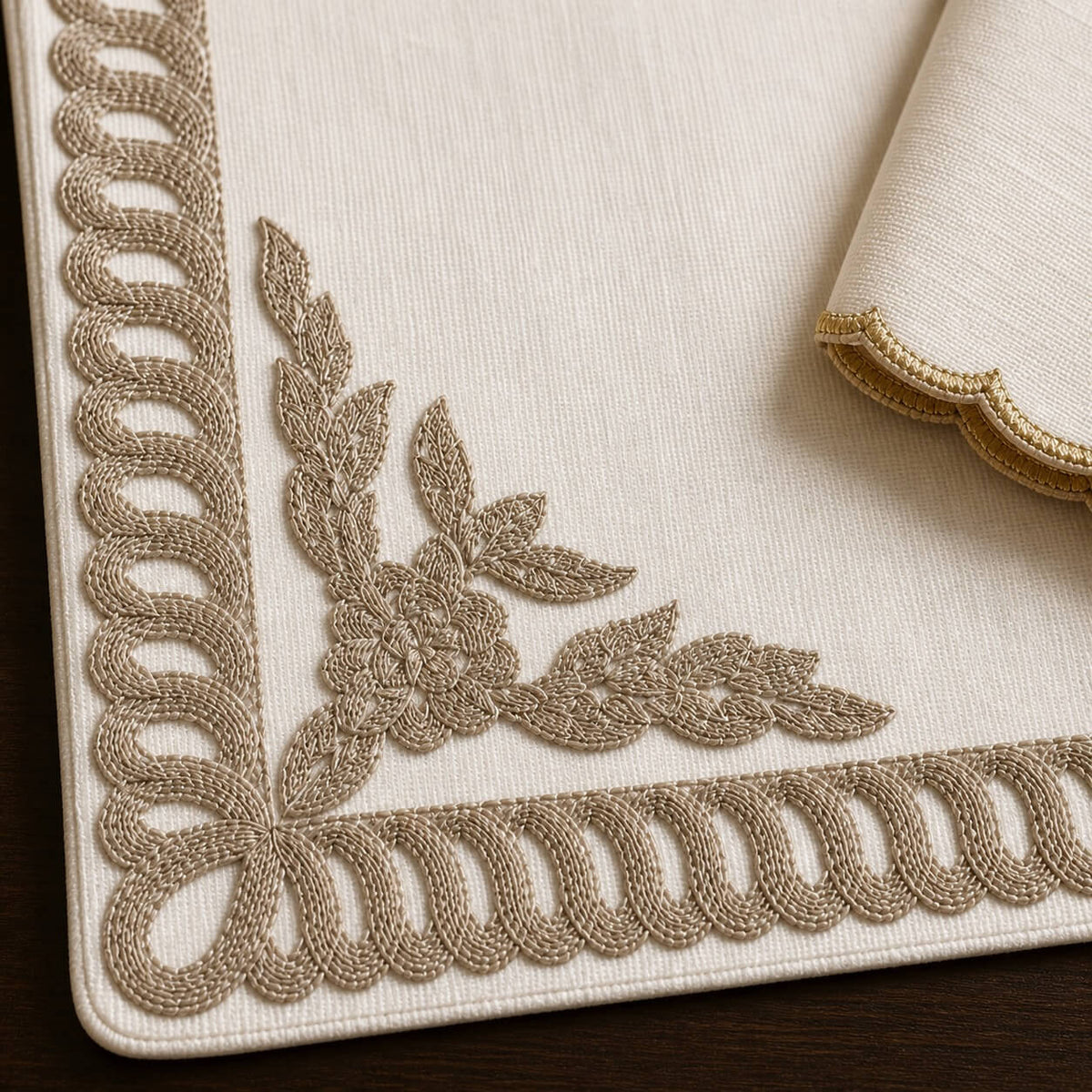 Ivory Dynasty Table Mat and Napkin Set