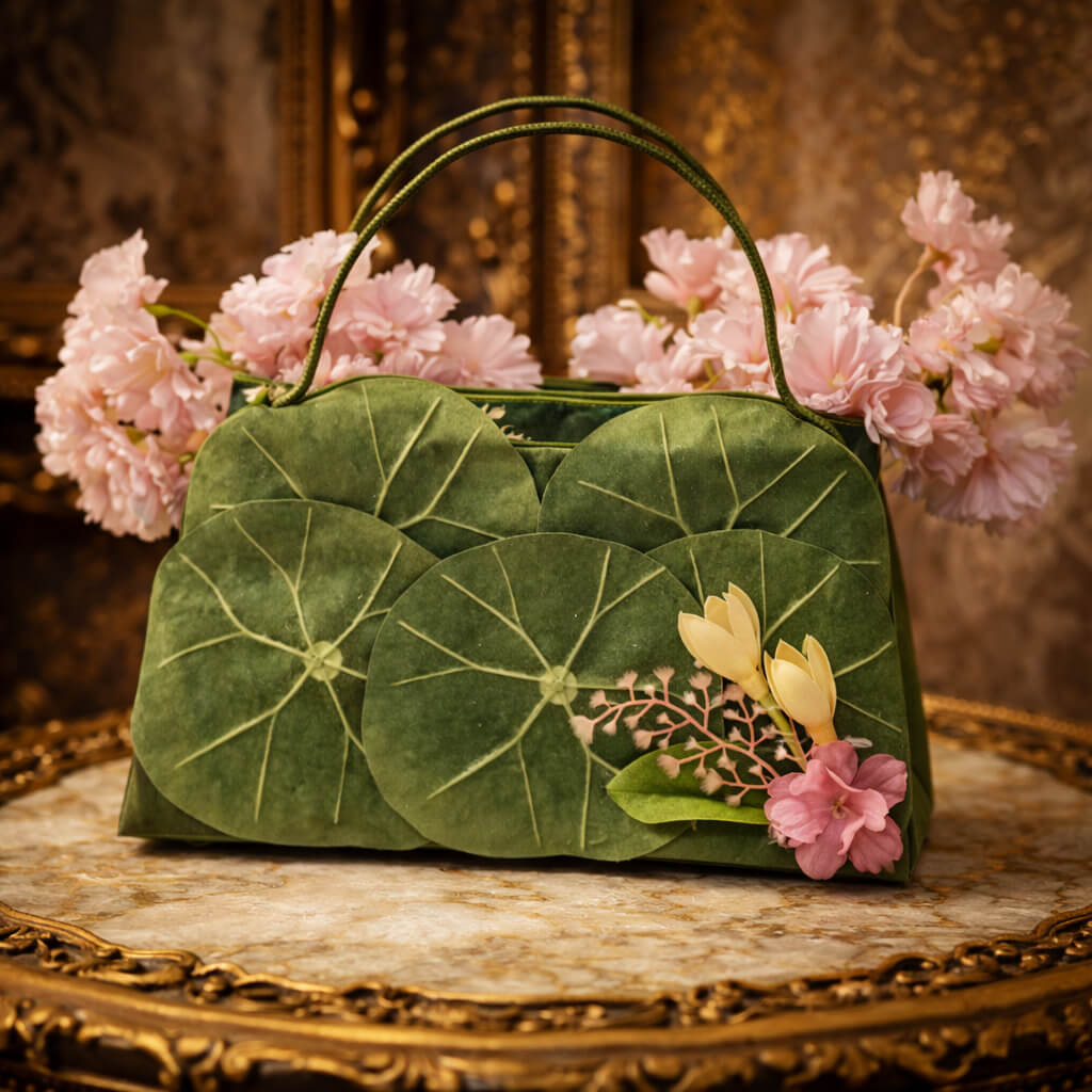 Leafy Bag Shaped Green Vase