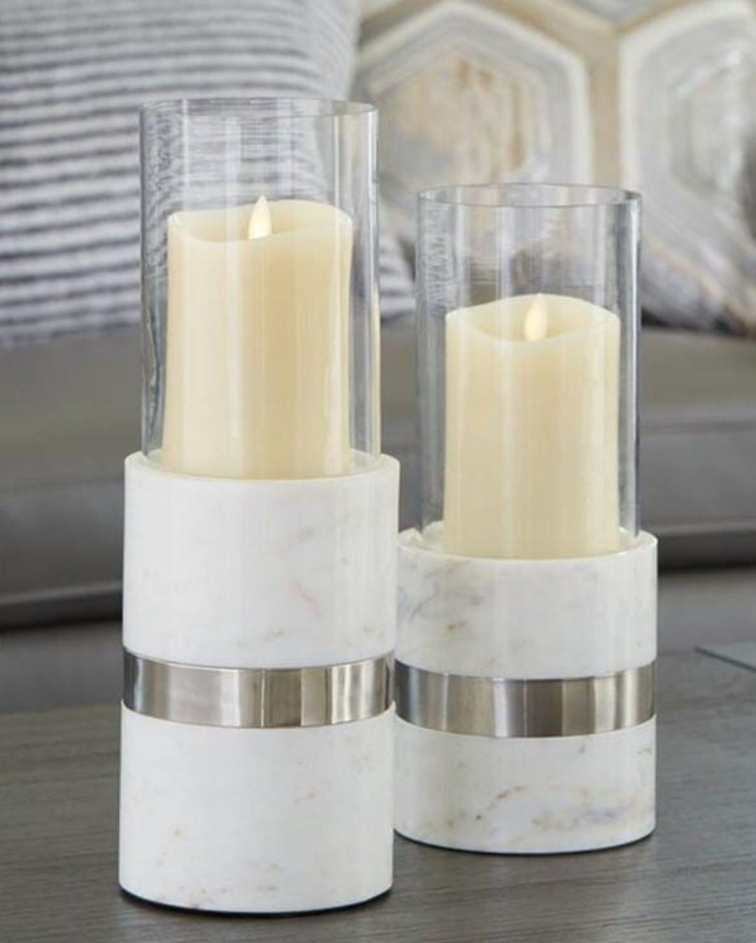 Marble Hurricane Candle Holders