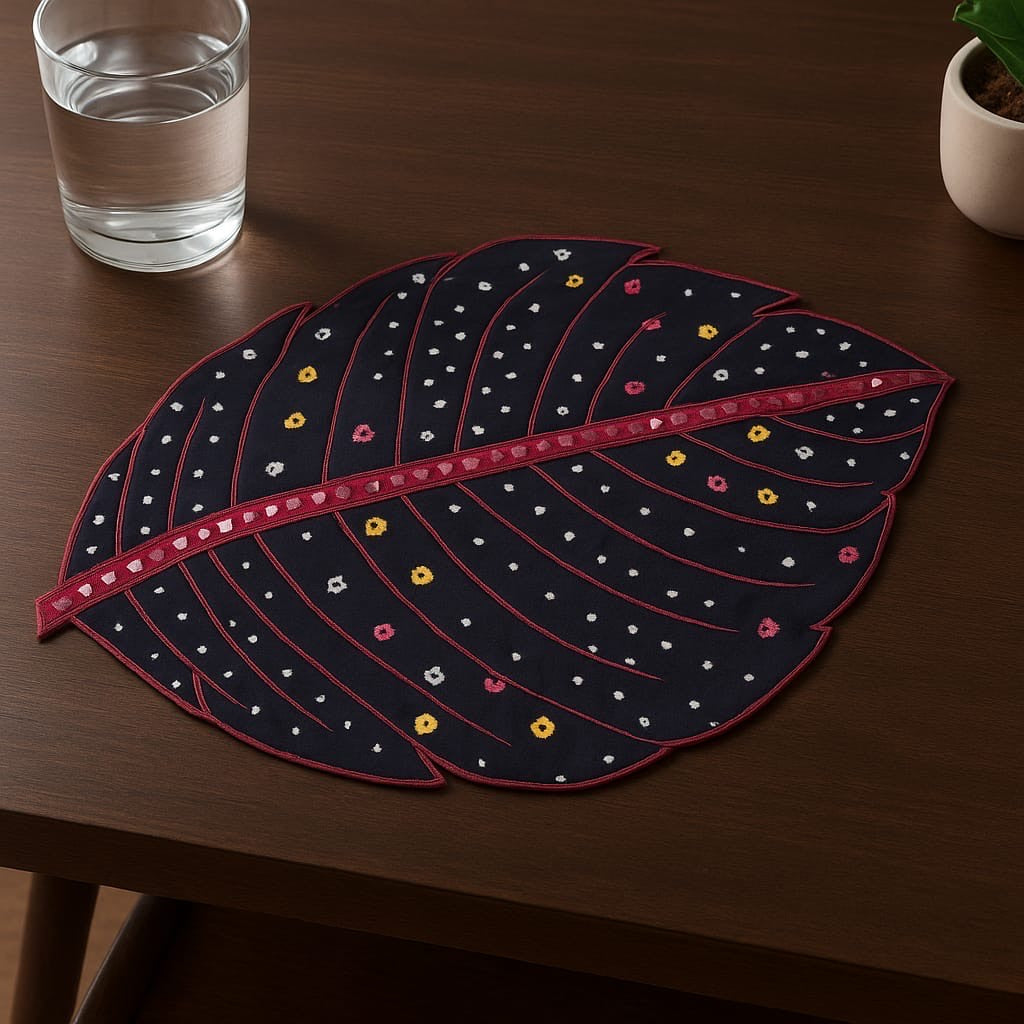 Midnight Mirror Leaf Table Mat