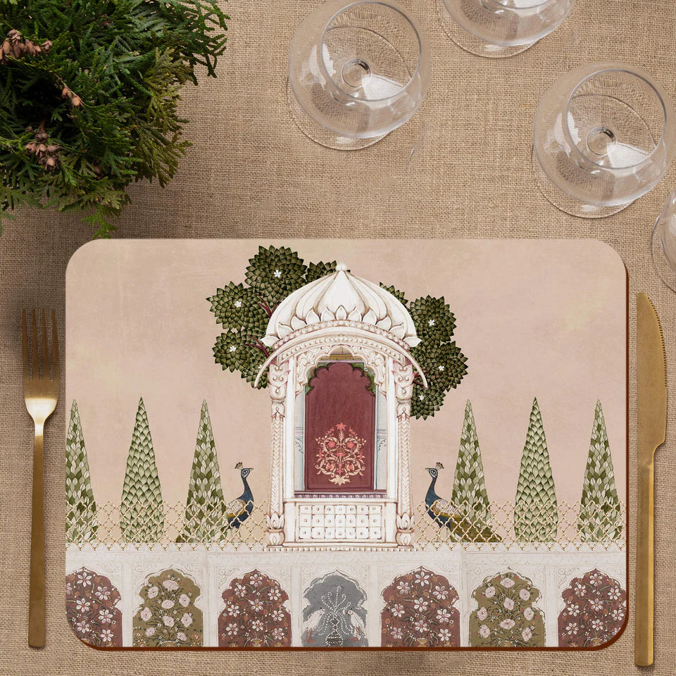 Peacock Court Wooden Dining Table Mat