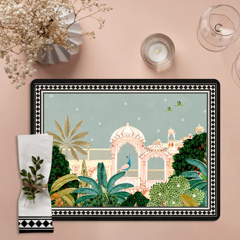 Peacock Pavilion Luxury Wooden Table Mat