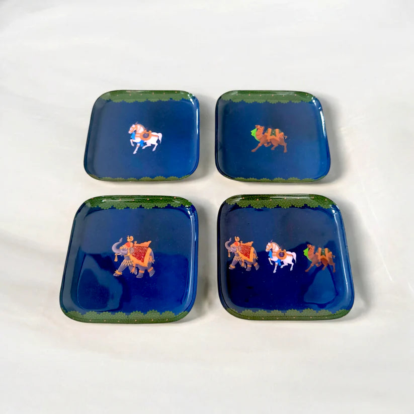 Square Quarter Plates – Blue Royalty set of 4