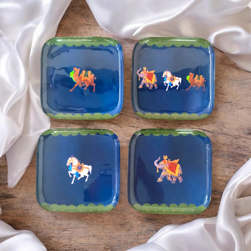 Square Quarter Plates – Blue Royalty set of 4