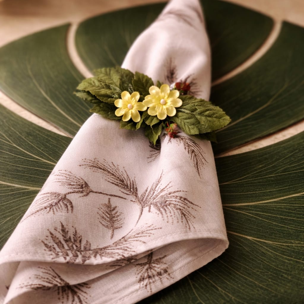 Tropical Leaf Mat, Napkin and Napkin Ring set