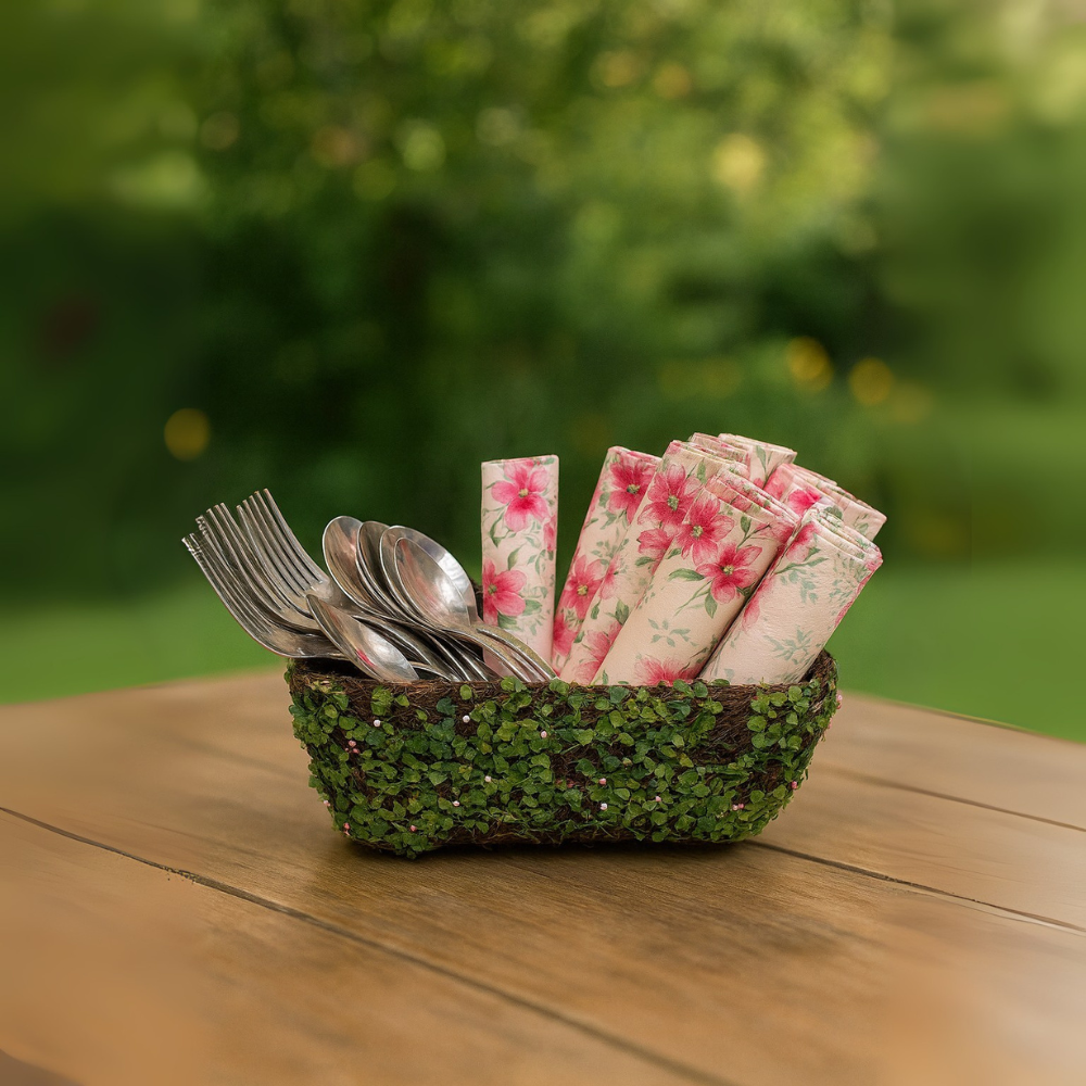 Garden Elegance Cutlery & Tissue Basket