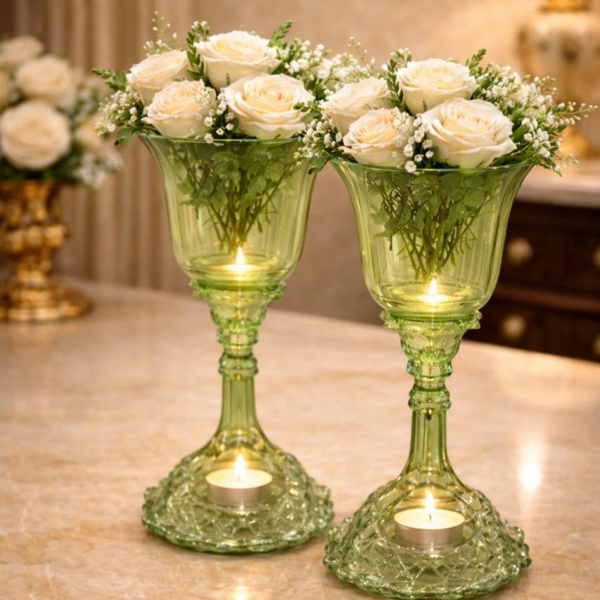 Verdant Glow Candle Vase Set