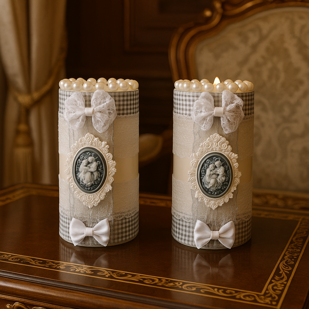 Victorian Grace Cameo Pillar Candles