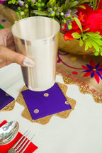 Paithani theme Coaster and glass lid