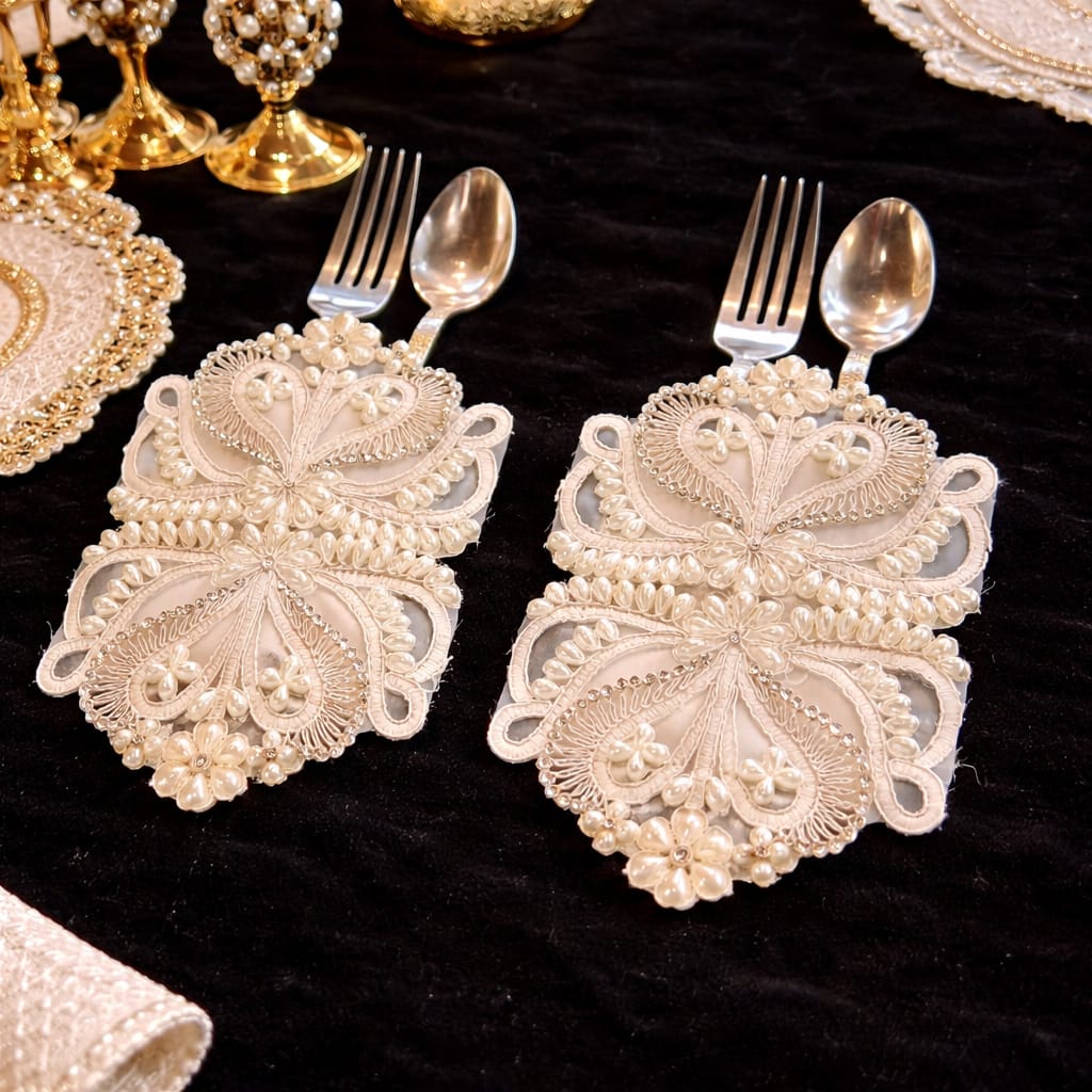 Pearl Lace Cutlery Cover