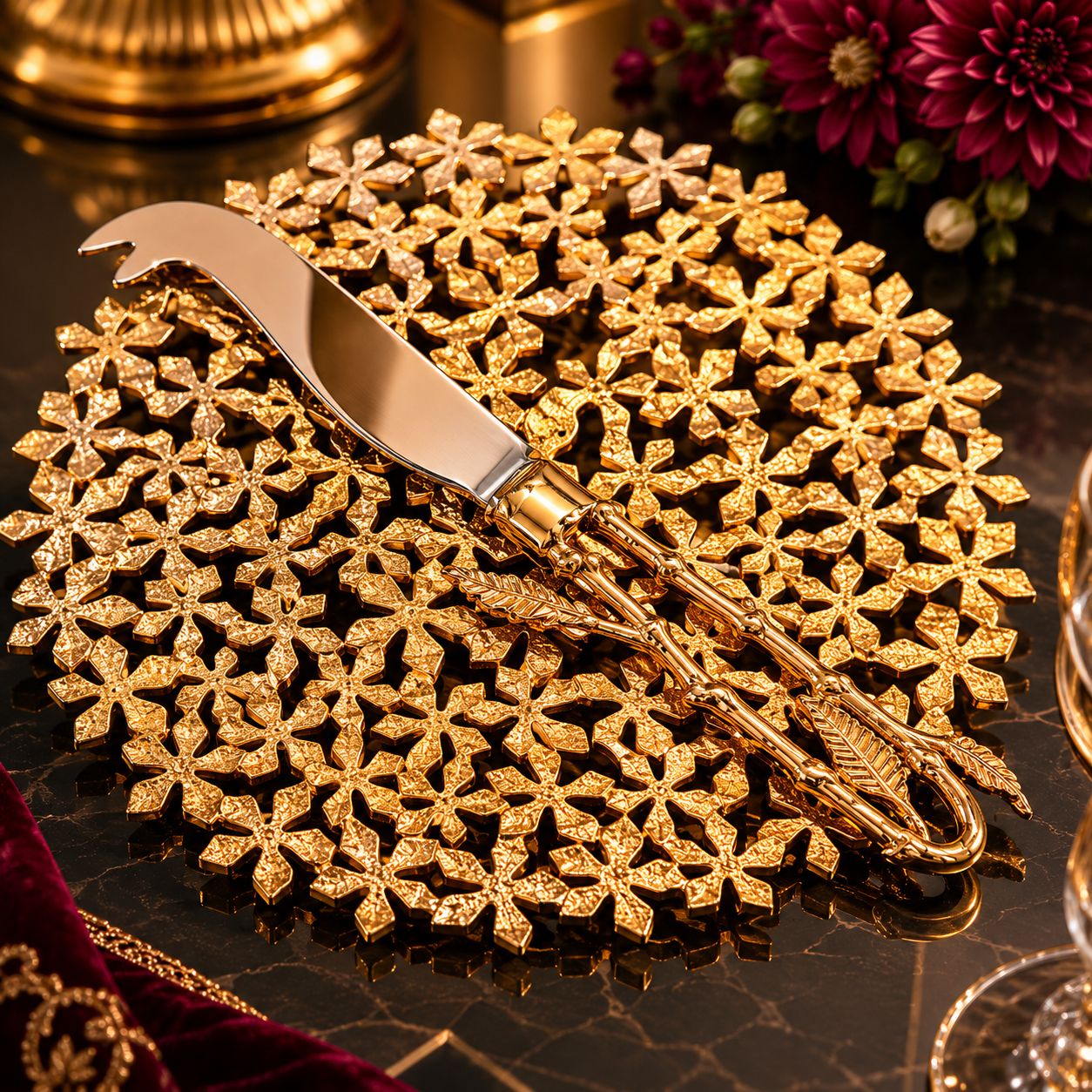 Royal Gold Platter & Knife Set
